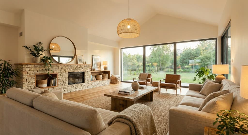 Virtually staged living room